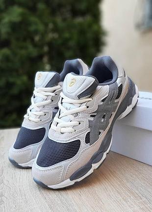 Кроссовки asics gel-nyc серые с желтым