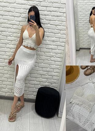 Вʼязаний пляжний комплект