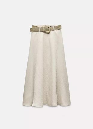 Жіноча лляна спідниця zara довга лляна юбка zara з поясом розмір м довга спідниця з льону