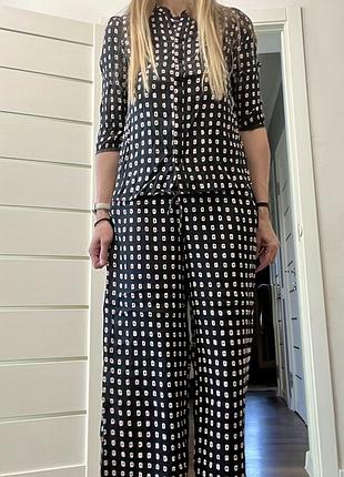 Костюм 100% вискоза брюки блуза у ромбы на низкий рост someset by alice temperley