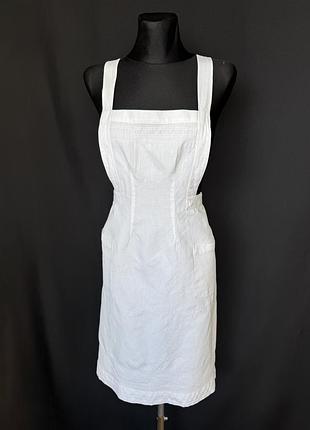 Винтаж ретро белый передник фартук на завязках длинный под вышивку