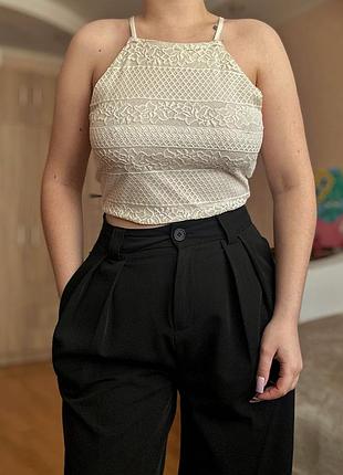 Топ білий мереживний new look