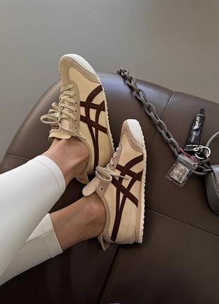 Жіночі кросівки asics onitsuka tiger beige / brown premium