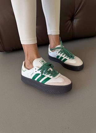 Жіночі кросівки adidas samba platform white / green premium