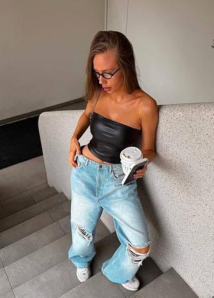 Эко-кожаный топ