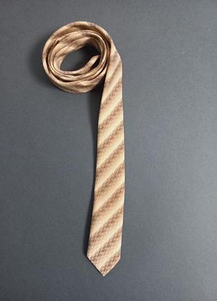 Мужской галстук (бежевый в полоску)