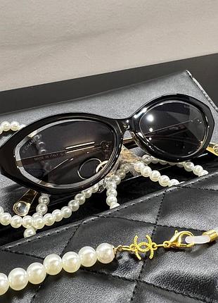 Окуляри крістіан діор з цепочкою перлин люкс