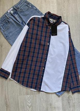 Zara рубашка, сорочка, комбинированная рубашка , блузка, блуза