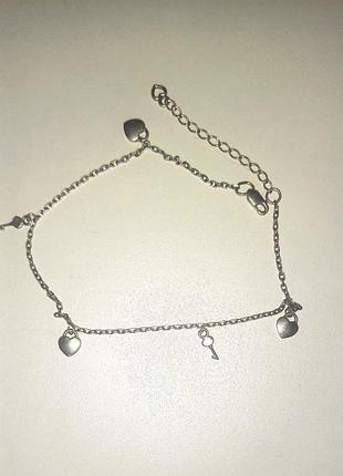 Бpacлет на ногу серебро 925 21-26см