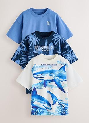 Хлопковые футболки 🦈🦈🦈 shark 3-16 лет, набор 3шт🔥