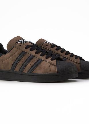 Женские кроссовки adidas superstar brown black | smb