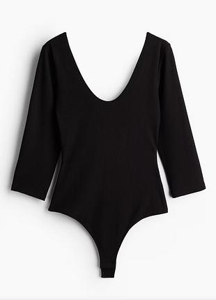 Боді чорний боді в рубчик h&m