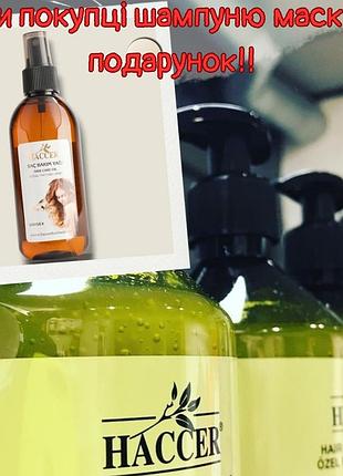 Шампунь безсульфатний haccer + подарунок масло для волосся haccer