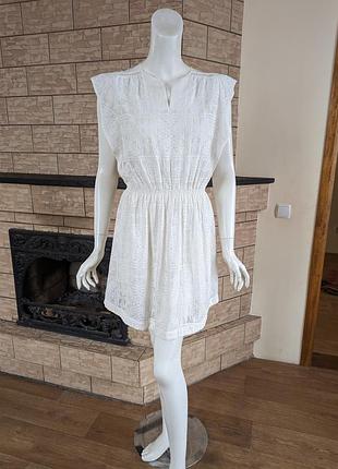 Изысканное шелковое мини-платье magali pascal с вышивкой кремового цвета, размер xs-s