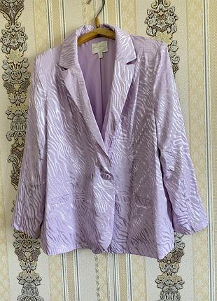 Стильний легкий віскозний піджак, ніжно лавандовий жакет батал