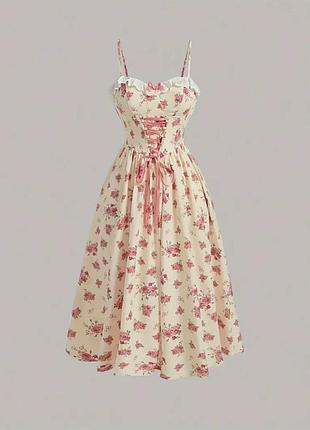 Квіткова сукня з мережевними вставками