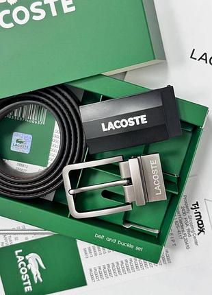 Ремень lacoste черный / коричневый мужской
