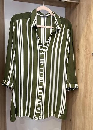 Сорочка жіноча в смужку зелена