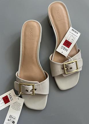 Стильні шкіряні шльопанці m&s