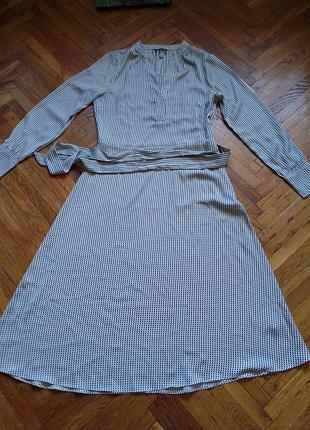 Длинное праздничное платье миди с прядкой, длинный рукав, красивое декольте, состояние новой вещи от h&amp;m