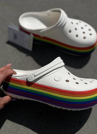 Жіночі крокси сабо на платформі crocs crocband platform clog rainbow crocs crocs crocs