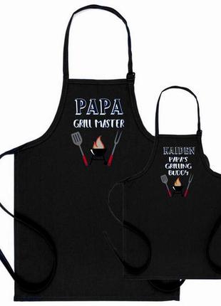 Фа000400	парные фартуки с принтом "папа и помощник"