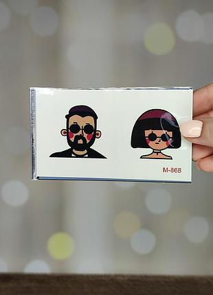 Тимчасове татуювання, фальшиве тату на тіло. набір з 2 шт "леон - кілер" (тату0152)