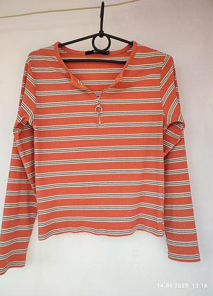 Кофта топ кофточка bik bok m-l помаранчева в смужку