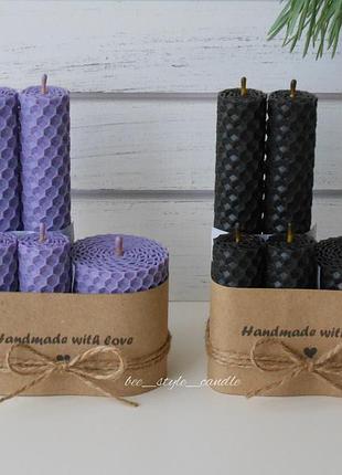 Набор 5 свечей из натуральной пчелиной вощины, цветные свечи, свечи на подарок