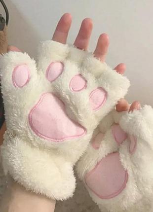 Рукавички без пальців лапи кішки, мітенки котячі лапки, рукавиці без пальців лапи котика ведмедя