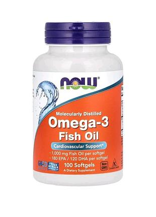 Now foods риб’ячий жир з омега-3, 1000 мг, 180 мг епк та 120 мг дгк, 100 капсул