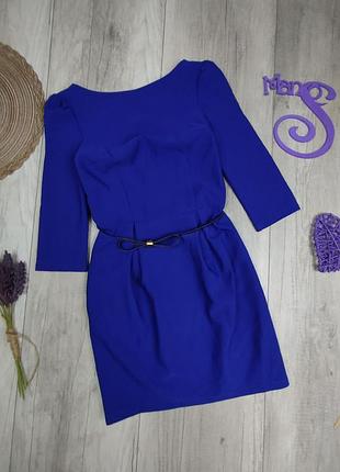 Женское платье trg рукав три четверти синее размер s (44)