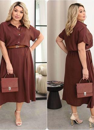 Платье миди на пуговицах, штапель fc-1963