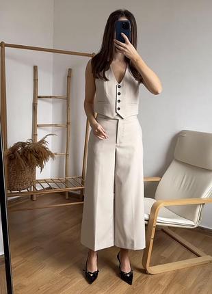 Костюм zara штани брюки кюлоти жилетка