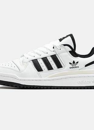 Кросівки чоловічі білі натуральна шкіра  adidas forum 84 low