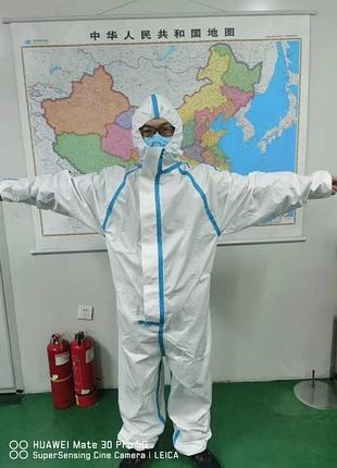 Комбинезон био защитный стерильный с капюшоном на молнии белый размер xxl н1890 швы проклеенные и мо