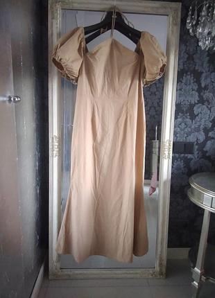 Сукня довга  з льону котон віскоза нова лляна унікальний натуральний склад гірчичного кемел кольору