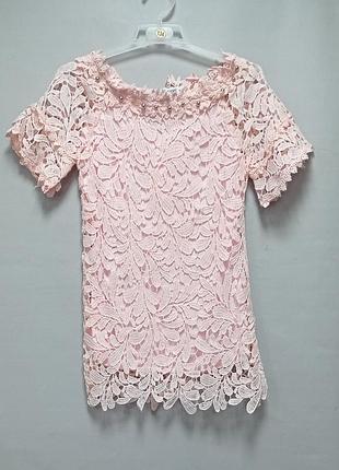 Платье детское кружевное розовое