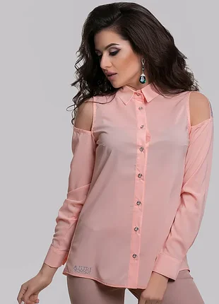 Персикова блуза azuri  сорочка стрази dmc