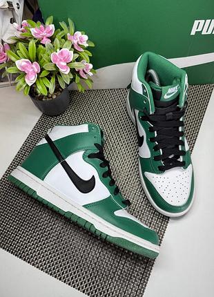 Оригінальні високі шкіряні кросівки nike dunk