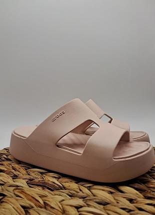 Крокс шльопанці платформа кварц crocs getaway platform slide h-strap quartz