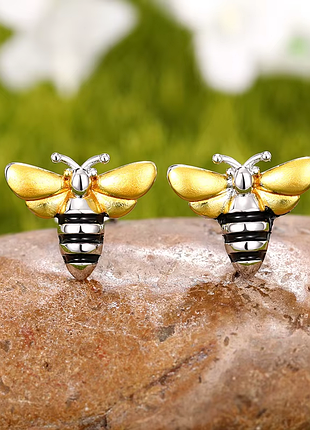 Серебряные серьги "пчелки"