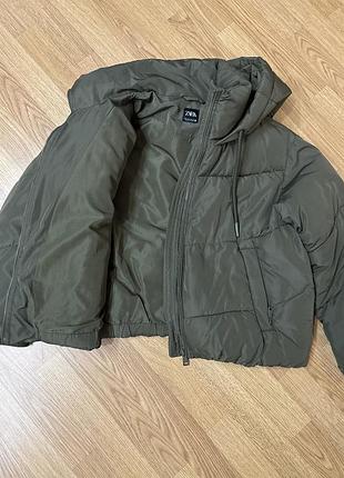 Куртка zara кольору хакі дуже тепла2 фото
