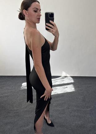 Черное миди платье