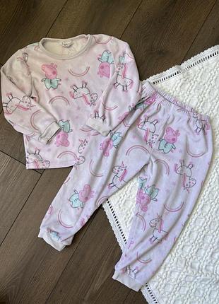 Піжама домашній костюм махровий велсофт свинка пеппа peppa pig  для дівчинки 3-4 роки 104 см