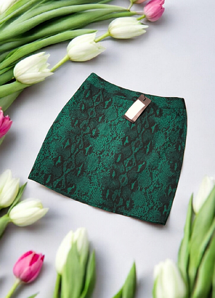 Брендовая лёгкая летняя юбка змеиный принт only этикетка