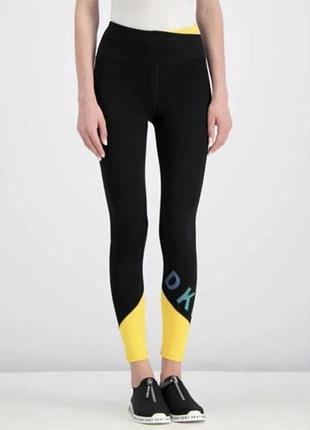 Лосины женские спортивные dkny классные яркие с логотипом для занятий спортом