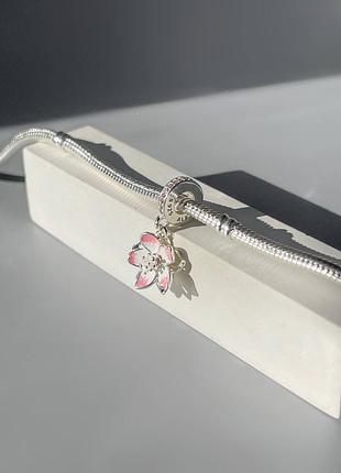 Шарм намистина у стилі пандора pandora нова з біркою та пробою s925 сріблення 925 проби цвіт вишні