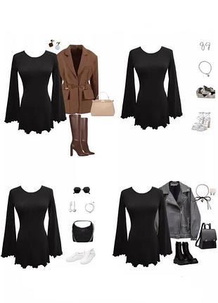 Корсетну сукня міні з рукавом кльош