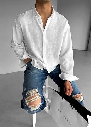 Легка чоловіча оверсайз сорочка у білому кольорі